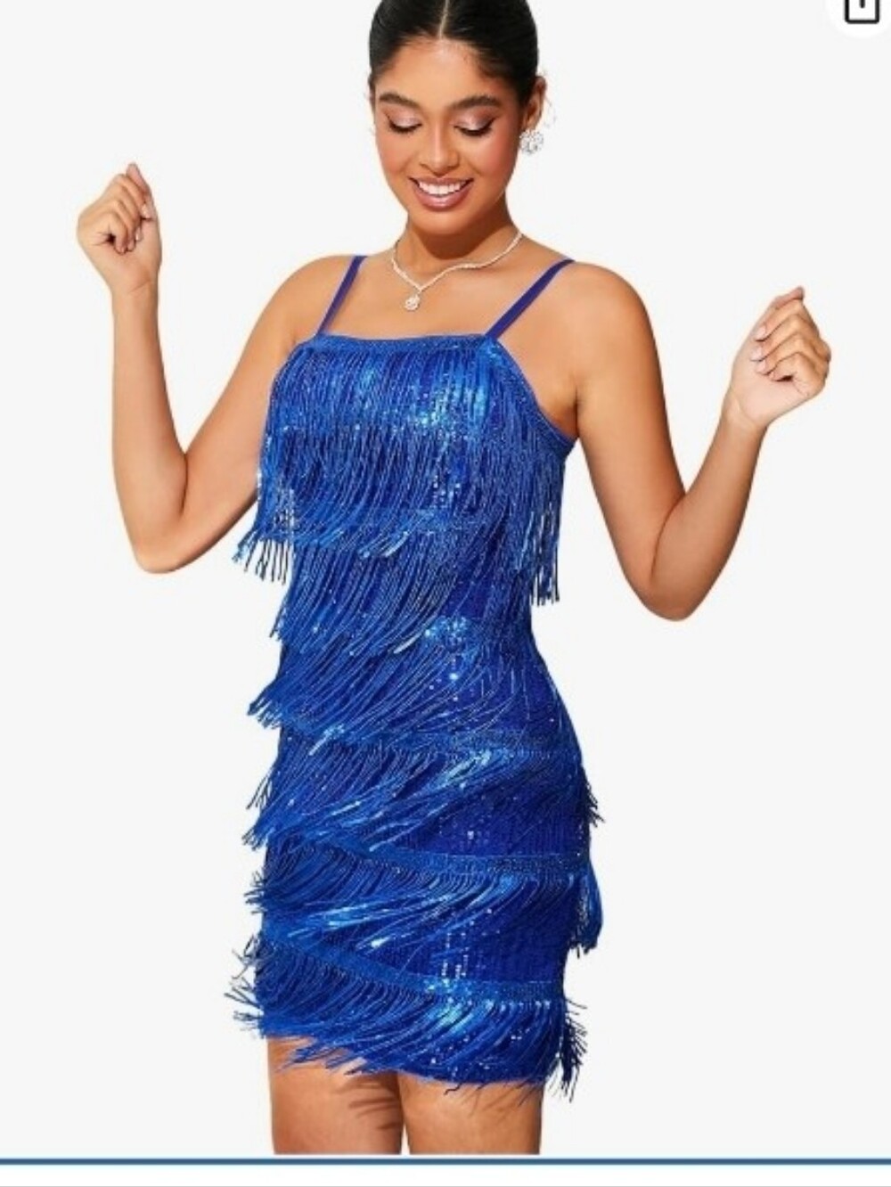 JBT Women's Flapper Dress: Sequin Fringe&Sleeveless -Dazzling Comfort Design for